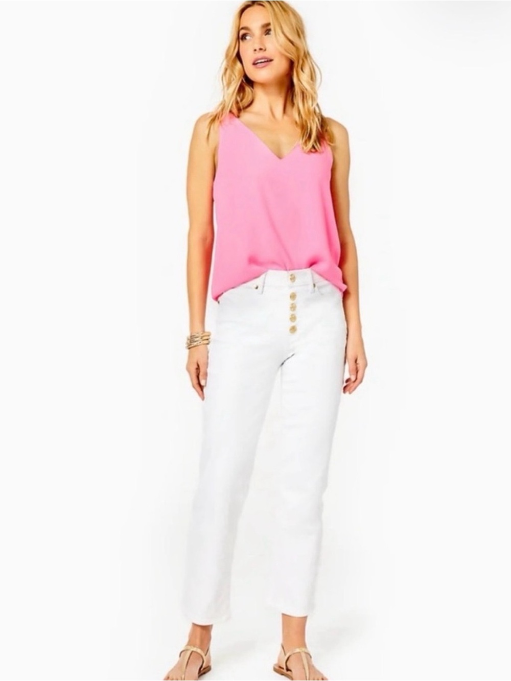Lilly Pulitzer South Ocean High Rise Straight Leg Resort White Ankle Jeans 14